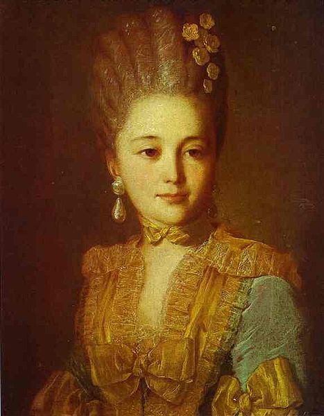 Portrait of an Unknown Woman in a Blue Dress with Yellow Trimmings